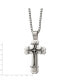 Фото #3 товара Chisel brushed and Black Enamel Large Cross Pendant Box Chain Necklace