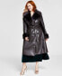 Фото #1 товара Women's Plus Size Faux-Leather Faux-Fur-Trim Trench Coat