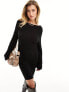 Фото #1 товара NA-KD wide rib knitted mini dress in black