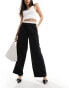 Bershka boxer waistband wide leg tailored trousers in black