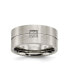 Stainless Steel Brushed with CZ 10mm Flat Band Ring