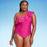 Фото #2 товара Women's Ruffle One Shoulder Full Coverage One Piece Swimsuit - Kona Sol Pink M
