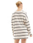 New Look long sleeve knitted top in cream and black stripe