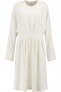 Фото #3 товара IRO 156910 Women's Pleated Crepe A-Line Dress Long Sleeve Ivory Sz. 36