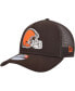 Фото #1 товара Men's Brown Cleveland Browns A-Frame Trucker 9FORTY Adjustable Hat