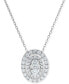 Macy's diamond Oval Halo Cluster Pendant Necklace (5/8 ct. t.w.) in 14k White Gold, 16" + 2" extender