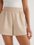 Scoop Women's Faux Leather Pull On Tan Relaxed Shorts, 5" Inseam Size XS (0-2)