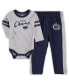 Newborn and Infant Boys and Girls Heathered Gray, Navy Penn State Nittany Lions Little Kicker Long Sleeve Bodysuit and Sweatpants Set