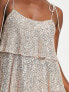 Style Cheat tiered sequin mini dress in champagne