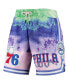 ფოტო #4 პროდუქტის Men's Pink Philadelphia 76ers Multicolor Dip-Dye Shorts