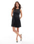 ASOS DESIGN satin shift mini dress with tab sides in black