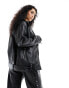 Фото #4 товара ASOS DESIGN longline oversized faux leather biker jacket in black