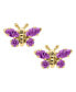 ფოტო #4 პროდუქტის Children's Birthday Cubic Zirconia Butterfly Earrings in 14k Yellow Gold