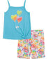 ფოტო #1 პროდუქტის Toddler Girls Tie-Hem Tank and Printed Stretch Bike Shorts Set