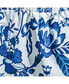 Women's Blue & White Floral Smocked Waist Tapered Leg Pants