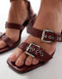 Фото #3 товара RAID Wide Fit Neesha block heeled sandals with buckles in burgundy