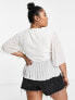 ASOS DESIGN Curve dobby wrap short sleeve blouse with pleated peplum hem in ivory