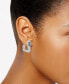 Women's Denim Semi Precious Stone Embellished Squared Off Open Hoop Earrings