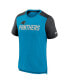 Men's Heathered Blue, Heathered Black Carolina Panthers Color Block Team Name T-shirt