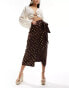 Never Fully Dressed Jaspre gold fleck midi skirt in chocolate Коричневый, 36 - фото #1