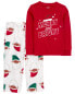 Фото #7 товара Toddler 2-Piece Merry and Bright Cotton & Fleece Pajamas 3T