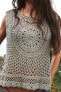 KNIT CROCHET TOP WITH TIES