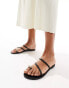 Stradivarius minimal sandal with gold trim in black