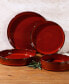 Reactive Glaze Double Bowl 16 Pc Dinnerware Set, Service for 4