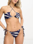 Фото #1 товара 4th & Reckless neena tie neck bikini top in navy zebra print