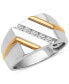 ფოტო #1 პროდუქტის Men's Diamond Diagonal Ring (1/4 ct. t.w.) in Sterling Silver & 18k Gold-Plate