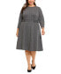 Фото #1 товара Plus Size Ponté-Knit 3/4-Sleeve Midi Dress