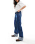 Фото #1 товара ASOS DESIGN low rise straight leg jeans with turn up in mid blue