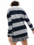 Stradivarius STR oversized polo top in stripe