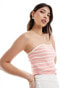 ASOS DESIGN knitted bandeau top with tie detail in pink stripe