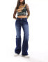 Weekday Nova low waist slim bootcut jeans with gathered leg in azur blue