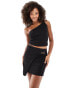 Фото #1 товара Pieces wrap front gold buckle detail mini skirt co-ord in black