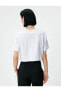 Фото #22 товара 4sak50014ek 000 Beyaz Kadın Pamuk Jersey Kısa Kollu Crop T-shirt