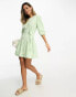 Фото #1 товара ASOS DESIGN cotton drop waist mini dress with D-ring in sage green