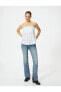 Фото #11 товара İspanyol Paça Kot Pantolon Yırtmaç Detaylı Dar Kesim Yüksek Bel - Victoria Slim Jeans