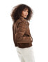 Bershka faux suede boxy jacket in chocolate