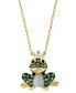 Фото #3 товара EFFY Collection eFFY® Tsavorite (3/8 ct. t.w.), White Diamond (1/10 ct. t.w.) & Black Diamond Accent Frog Prince 18" Pendant Necklace in 14k Gold