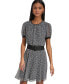Фото #4 товара Women's Logo Print Chiffon Belted A-Line Dress