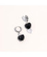 ფოტო #2 პროდუქტის Robyn Black Heart Freshwater Pearl Silver Earrings For Women