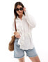 Фото #1 товара Mango plisse oversized shirt in off white