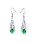 ფოტო #1 პროდუქტის BFF Green Oval Bezel Love Knot Dangle Irish Celtic Earrings For Women Fish Hook Sterling Silver