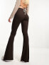 Nicce able flared leggings in brown with split hem