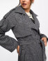 Фото #2 товара Object formal chuck on wool trench coat in navy check