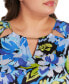 Фото #4 товара Black Label Plus Size Abstract Floral Cutout Detail Top