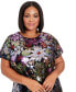 Фото #4 товара Plus Size Floral-Sequin Round-Neck T-Shirt Dress