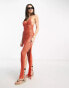 Flook premium ayla beach crochet maxi summer dress in coral